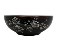 vidaXL Vasque à Poser, Évier de Salle de Bain avec Trou de Vidange, Lavabo de Toilette Salle d'eau, Noir et Rouge Rond Φ41x14 cm Céramique