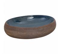 Opzetwasbak ovaal 59x40x15 cm keramiek bruin en blauw155081