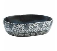 vidaXL Vasque à poser 155070 Céramique ovale 47x33x13 cm Noir et Bleu – Trou de vidange
