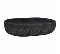 vidaXL Vasque à poser ovale en céramique noir 59x40x14 cm avec motifs et trou de vidange