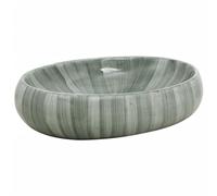 vidaXL Vasque à poser ovale en céramique 59×40×15 cm Vert