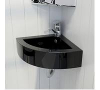 vidaXL Vasque céramique 45x32x12,5 cm avec trop-plein et trou pour robinet Noir