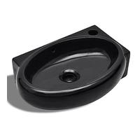 vidaXL Vasque céramique pour salle de bain – Trou de trop-plein et robinet – Noir