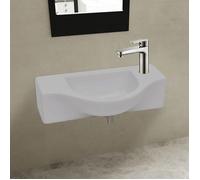 vidaXL Vasque à trou Lavobo pour robinet céramique Blanc pour salle de bain 141930