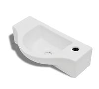 vidaXL Vasque à trou Lavobo pour robinet céramique Blanc pour salle de bain