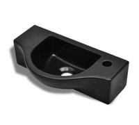vidaXL - Vasque à trou pour robinet - Céramique - Noir - Salle de bain