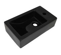 vidaXL Vasque avec trou de robinet Céramique Noir 46 x 25,5 x 12 cm