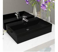 vidaXL Vasque avec Trou de Robinet en Céramique Noir 60,5x42,5x14,5 cm Lavabo 142742