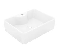 Vasque carré à trou pour robinet céramique blanc pour salle de bain