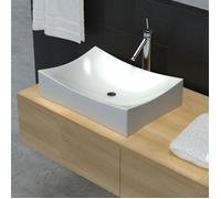 vidaXL Vasque de Salle Bains Céramique Haute Brillance Blanc Lavabo Lave-mains 140700