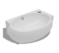 vidaXL Vasque de salle de bains céramique blanc avec trou de trop-plein