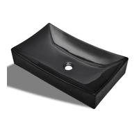 vidaXL Vasque à poser rectangulaire céramique noir pour salle de bain