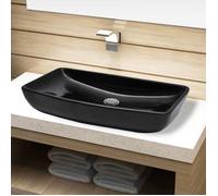 vidaXL Vasque Rectangulaire Céramique Noir pour Salle de Bain Lavobo Lave-main 141923
