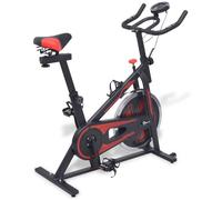 vidaXL Vélo d'appartement avec capteurs de pouls – Noir et rouge