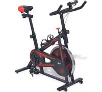 vidaXL Vélo d'appartement avec cardiofréquencemètre noir et rouge