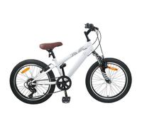 vidaXL Vélo VTT enfant 24 pouces 6 vitesses guidon réglable tout-terrain blanc 8-12 ans