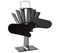 vidaXL Ventilateur de poêle alimenté par la chaleur, 2 pales, fils ignifuges, économique, noir