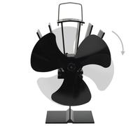 vidaXL Ventilateur de poêle alimenté par chaleur 3 pales Noir