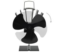 vidaXL Ventilateur de poêle alimenté par chaleur 3 pales Noir