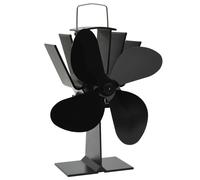 vidaXL Ventilateur de poêle alimenté par chaleur 4 pales Noir