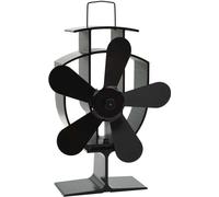 vidaXL Ventilateur de poêle Chauffé 5 pales Noir