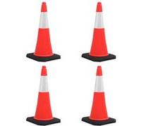 vidaXL Cônes de signalisation 75 cm – Réfléchissants, base lourde – 4 pièces