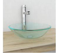 vidaXL Verre trempé de lavabo 42 cm Transparent