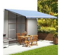 vidaXL Toile de remplacement pour store 5x3,5 m bleu et blanc 311922 Blanc G