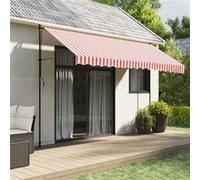 vidaXL Tissu de Remplacement pour auvent Rouge et Blanc 380x345 cm Polyester