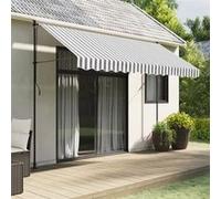 vidaXL Tissu de remplacement de cantonnière d'auvent 3,5 m rayé anthracite et blanc