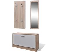 vidaXL Vestiaire Entrée 3 en 1 Armoire à chaussures Boite à chaussures Miroir