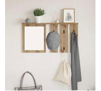 VIDAXL Vestiaire mural chêne artisanal avec miroir, crochets et étagère 85 x 10 x 45 cm