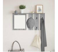 vidaXL Vestiaire mural Sonoma gris 85 cm avec miroir, étagère et crochets - Meuble d'entrée