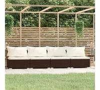 Canapé avec Coussins Siège de Patio Canapé de Jardin Sofa de Terrasse Meuble d'Arrière-Cour Extérieur Marron Résine Tressée 4 Places