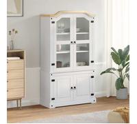 vidaXL Vitrine Blanc 103,5 x 42 x 180 cm Pin massif, Salle de séjour, Rectangulaire, Design Rustique, Bois Durable,42024945