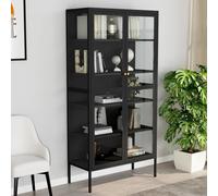 Vidaxl Vitrine D'exposition Anthracite 90x40x180 Cm Acier/Verre Trempé Gris