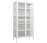 vidaXL Vitrine d'Exposition Meuble de Rangement Armoire de Rangement Salle de Séjour Maison Intérieur Blanc 90x40x180 cm Acier et Verre Trempé