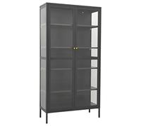 vidaXL Vitrine d'Exposition Meuble de Rangement Armoire de Rangement Salle de Séjour Maison Intérieur Anthracite 90x40x180 cm Acier et Verre Trempé