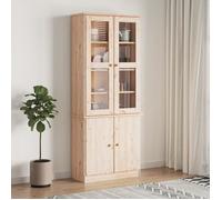 Vidaxl Vitrine En Verre Alta 77x35x186,5 Cm Bois De Pin Massif Multicolore
