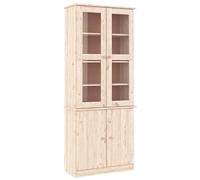 Vidaxl Vitrine En Verre Alta 77x35x186,5 Cm Bois De Pin Massif Multicolore