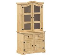 vidaXL Vitrine en Verre Corona 100x48,5x179 cm Bois Massif de pin, Armoire, Armoire avec Portes vitrées, vitrine avec Portes vitrées