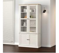 vidaXL Vitrine en verre VIGO blanc 85x35x170 cm bois massif de pin 353194