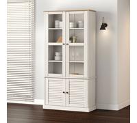 Vidaxl Vitrine En Verre Vigo Blanc 85x35x170 Cm Bois Massif De Pin Blanc