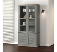 vidaXL Vitrine en verre VIGO gris 85x35x170 cm bois massif de pin 353195