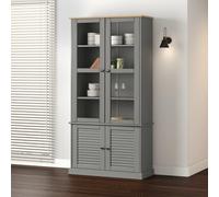 Vidaxl Vitrine En Verre Vigo Gris 85x35x170 Cm Bois Massif De Pin Marron