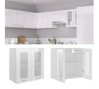 vidaXL Vitrine suspendue ""Lyon"" Blanc brillant 60 x 31 x 60 cm Bois d'ingénierie 802526