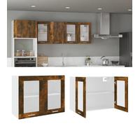 vidaXL Vitrine suspendue ""Lyon"" Chêne fumé 80 x 31 x 60 cm Bois d'ingénierie 815594