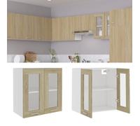 vidaXL Vitrine suspendue Lyon – Chêne Sonoma, Bois d'ingénierie – 60 x 31 x 60 cm