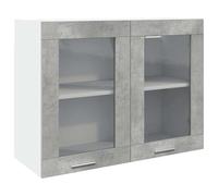 vidaXL Armoire murale en verre Lyon – Gris béton, 80x31x60 cm, Bois d’ingénierie & Verre