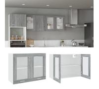 vidaXL Armoire vitrée suspendue Sonoma Gris 80x31x60 cm Bois ingénierie